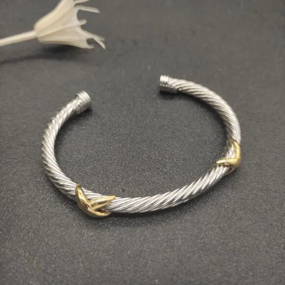David Yurman 5mm 14K Double X Bracelet